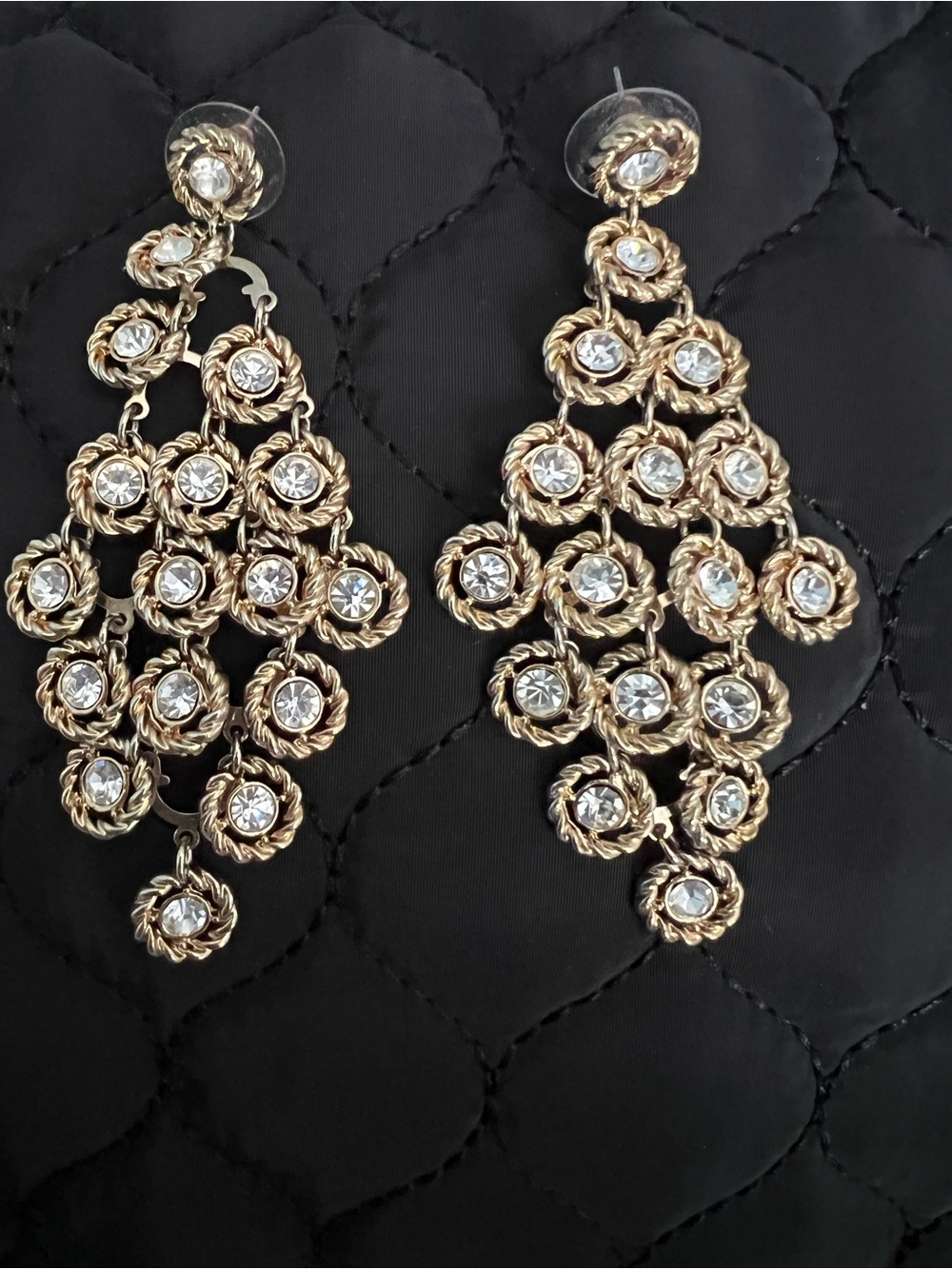 Gold-Tone Crystal Chandelier Earrings - Elegant Drop Style
